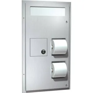 Commercial Toilet Seat Cover and Toilet Paper Dispenser w/ Collar, Surface-Mounted, Stainless Steel ASI 0483