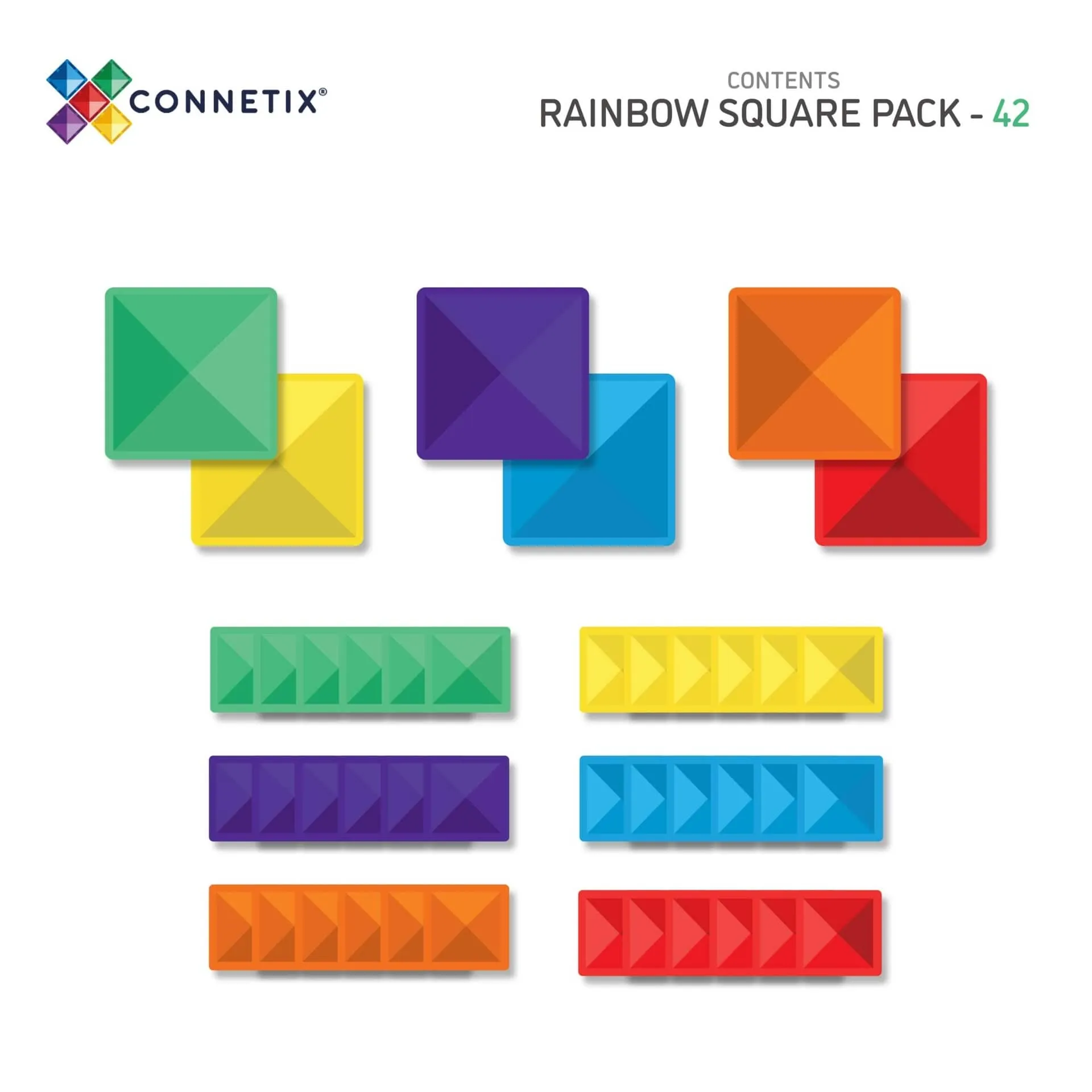 Connetix Magnetic Tiles Rainbow Square 42 Piece Pack