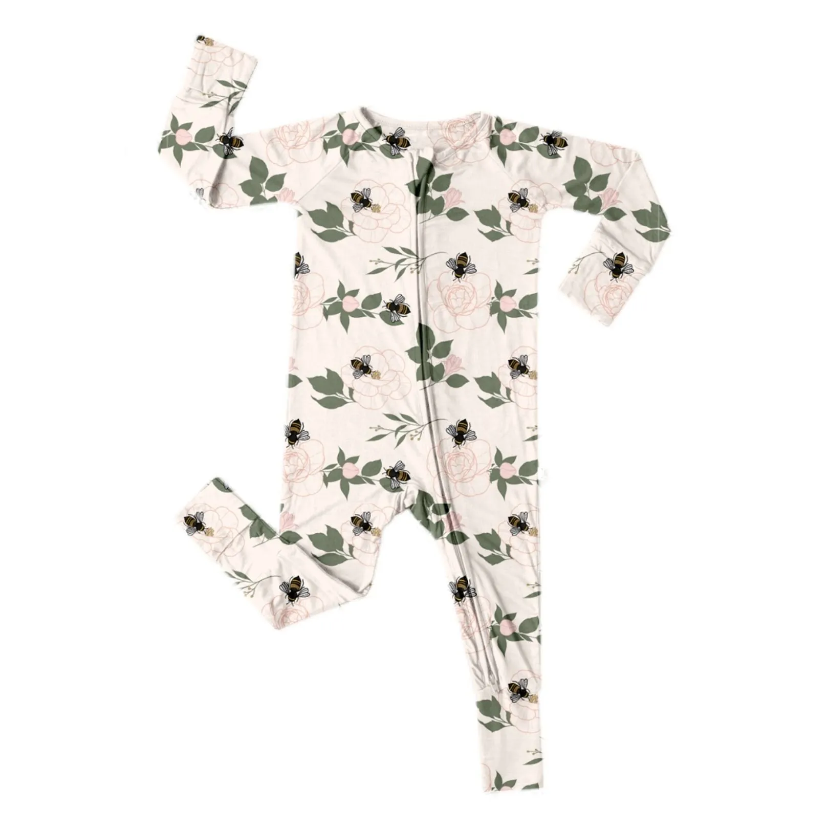 Convertible Bamboo Romper- Pink Peonies