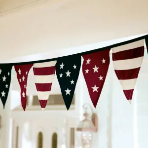 Cotton Duck Stars And Stripes Americana Pennant Bunting With Embroidery,87598ph