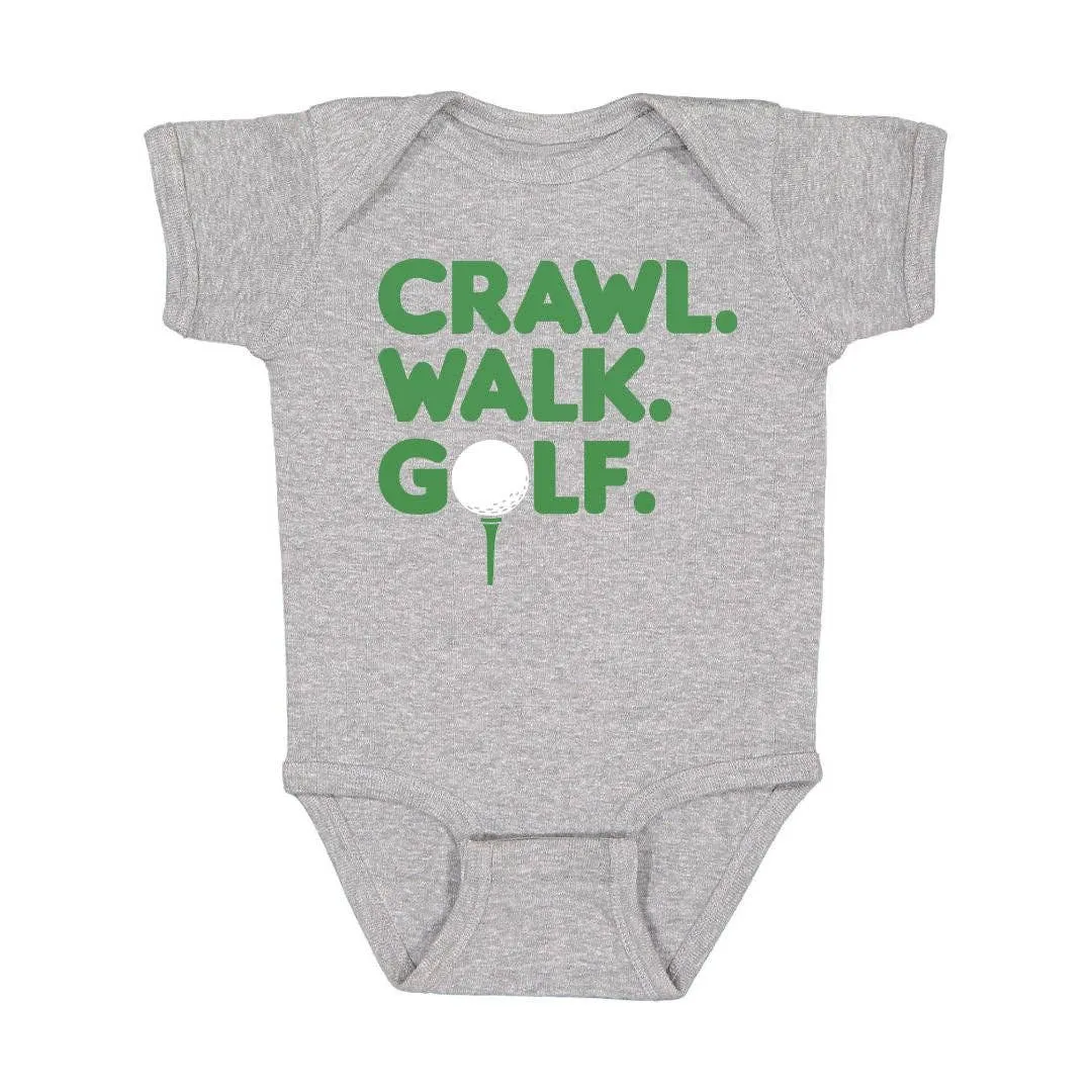 Crawl, Walk, Golf Short Sleeve Bodysuit