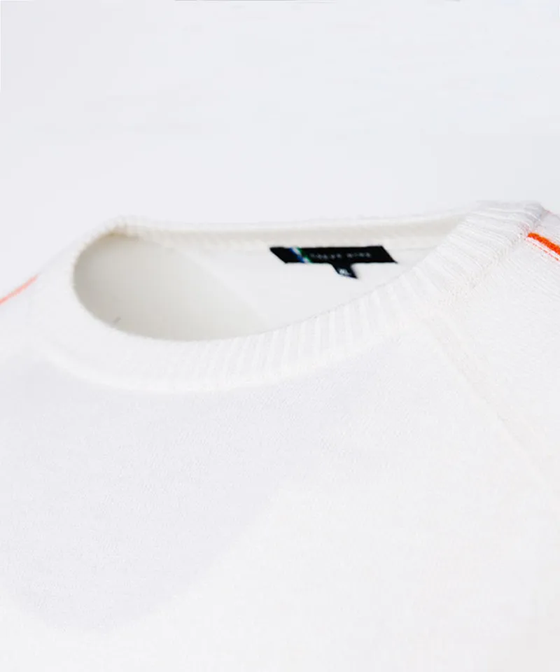 CREVE NINE: Color Point Logo Jacquard Knit - Ivory