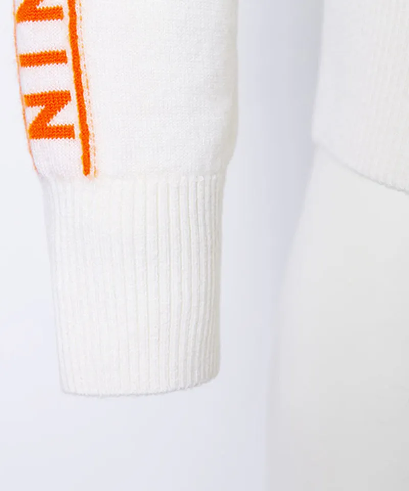 CREVE NINE: Color Point Logo Jacquard Knit - Ivory