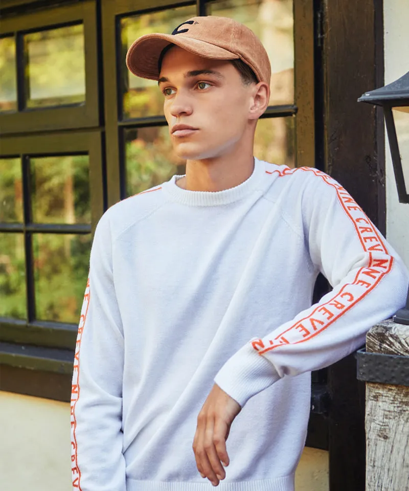 CREVE NINE: Color Point Logo Jacquard Knit - Ivory