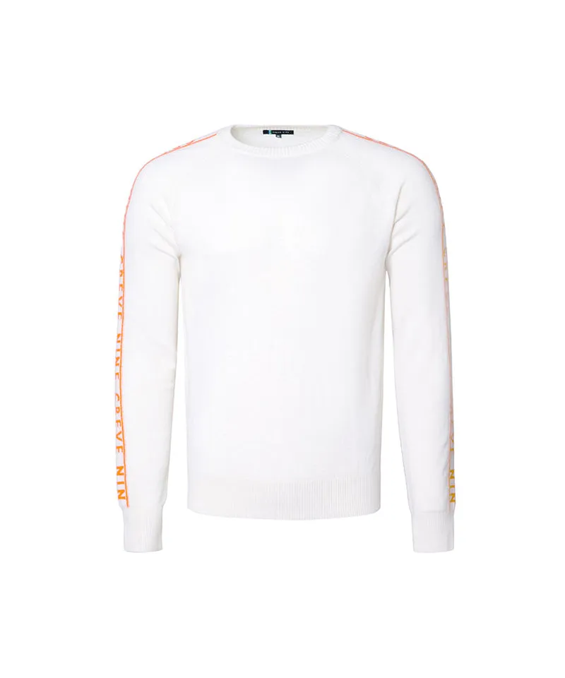 CREVE NINE: Color Point Logo Jacquard Knit - Ivory