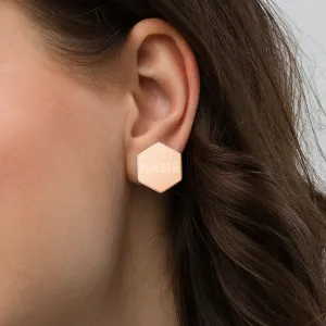 Custom Name Sterling Silver Hexagon Stud Earrings