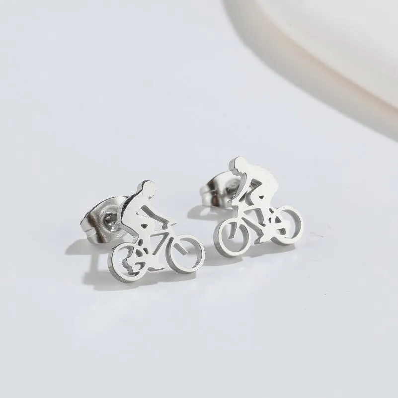 Cycolinks Titanium Steel Cycling Stud Earrings