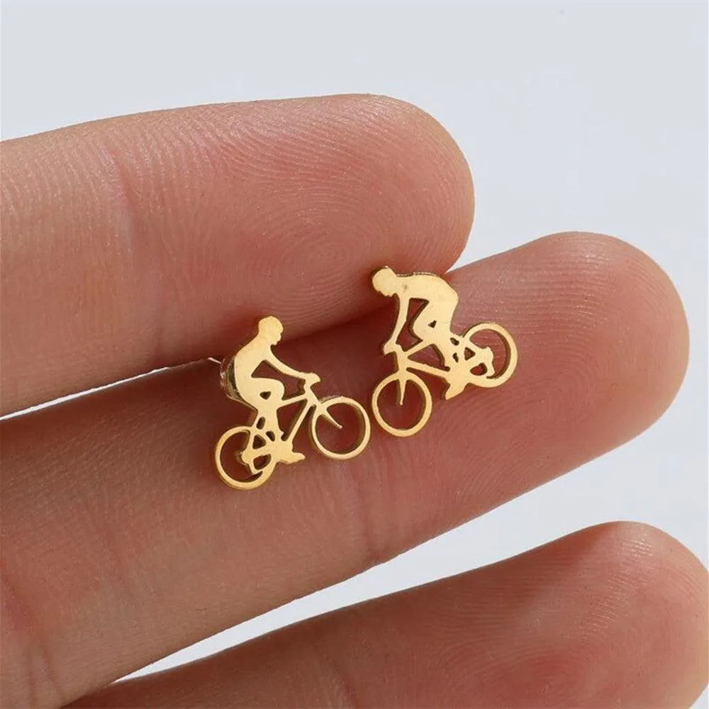 Cycolinks Titanium Steel Cycling Stud Earrings