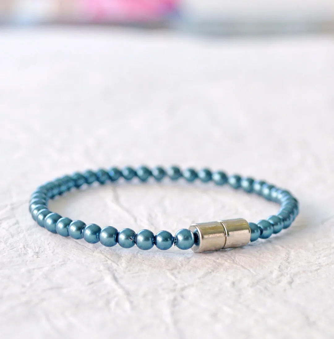 Dark Teal Hematite Magnetic Therapy Bracelet