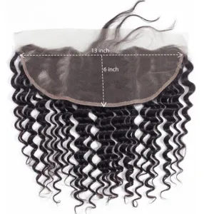 Deep Wave Human Hair Closure 13*6 Lace Frontal Natural Color MYLOCKME