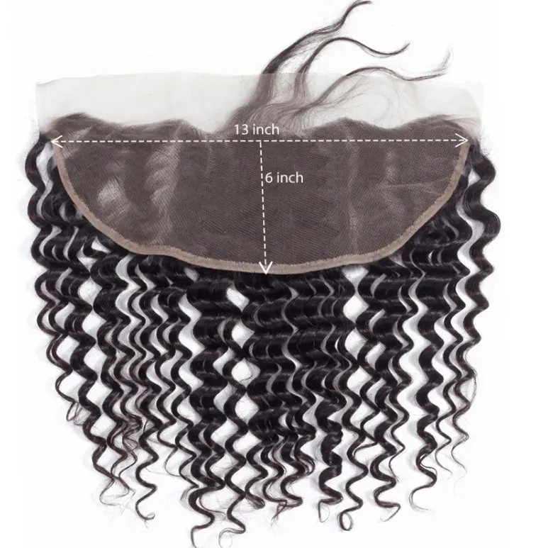 Deep Wave Human Hair Closure 13*6 Lace Frontal Natural Color MYLOCKME