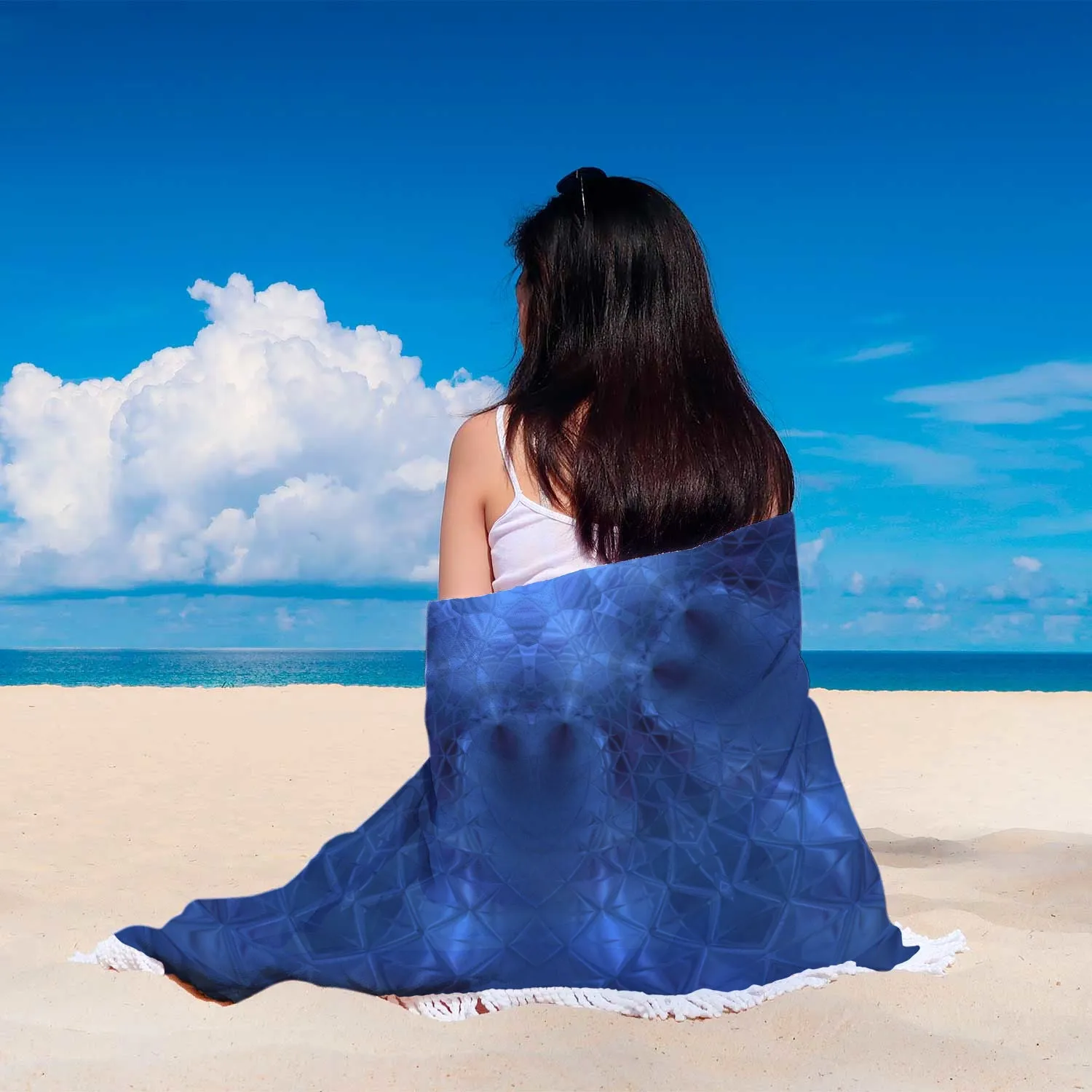 Diamond Blue Kaleidoscope Beach Blanket
