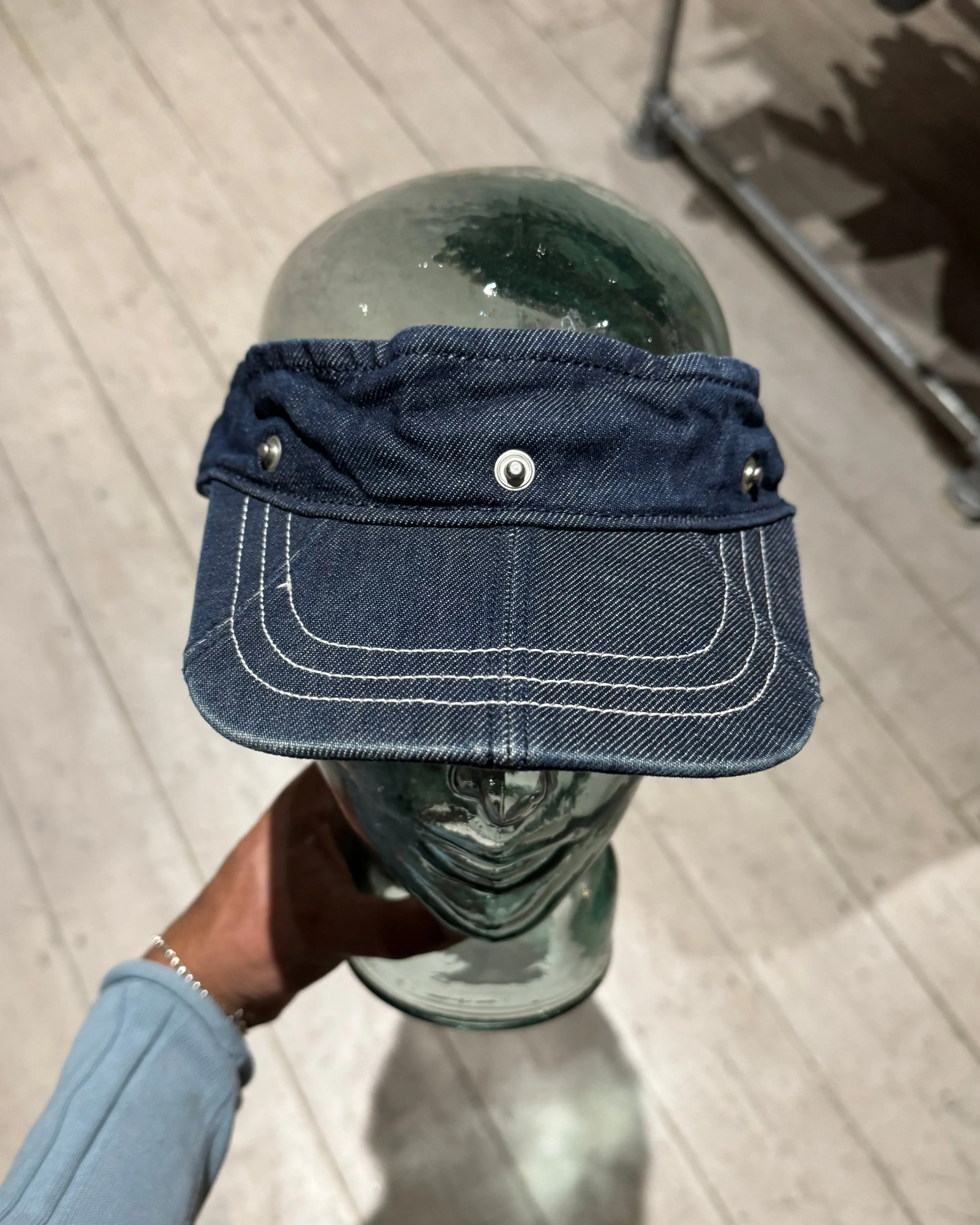 Early 2000s 2 in 1 Convertible Denim Snap Off Visor Cap / Hat