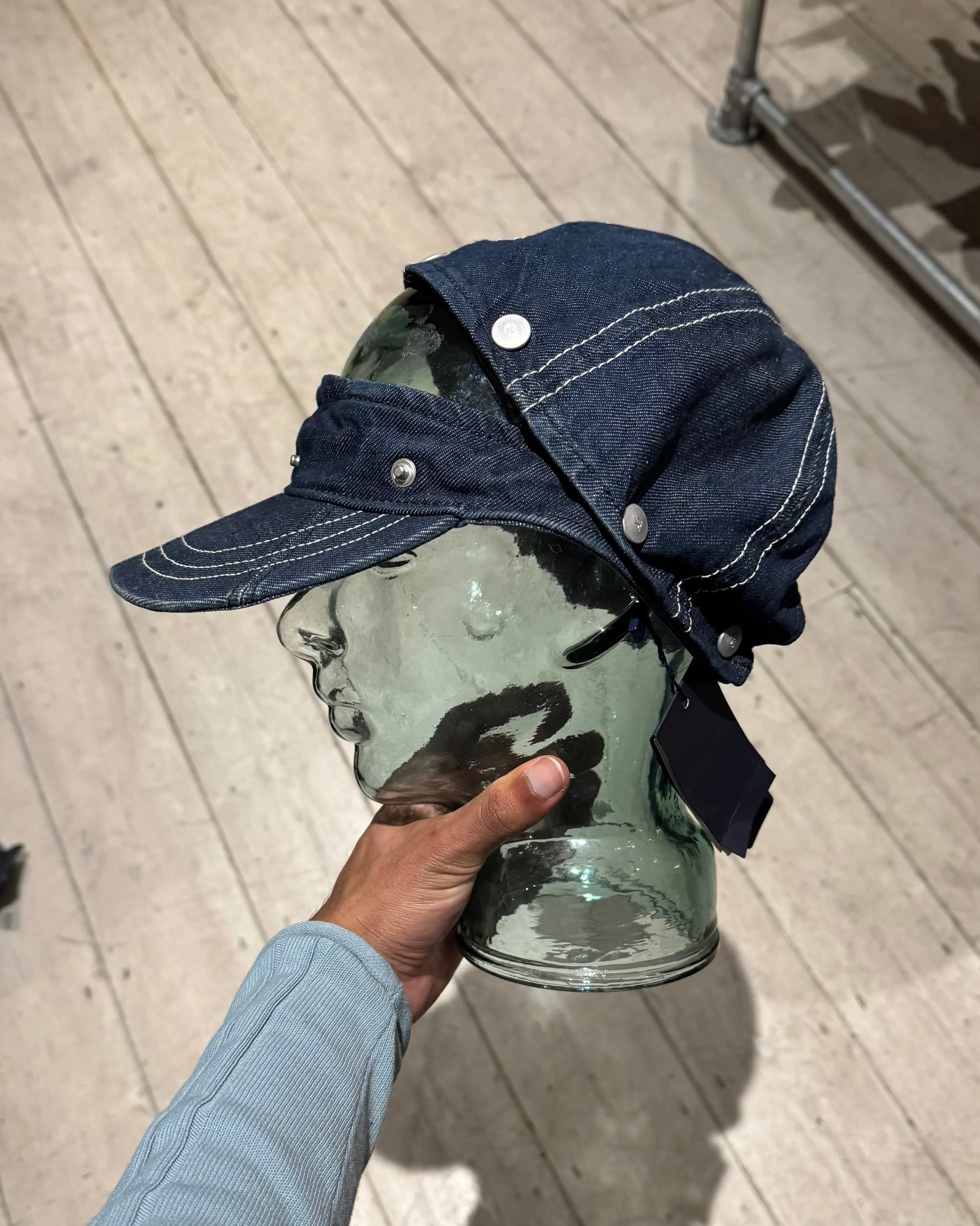 Early 2000s 2 in 1 Convertible Denim Snap Off Visor Cap / Hat