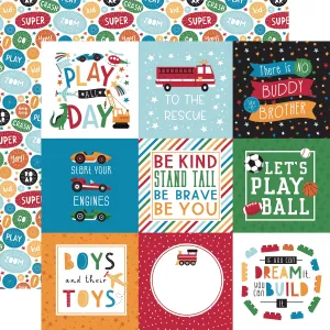 Echo Park - Play All Day Boy - 12x12 Single Sheet / 4x4 Journaling Cards