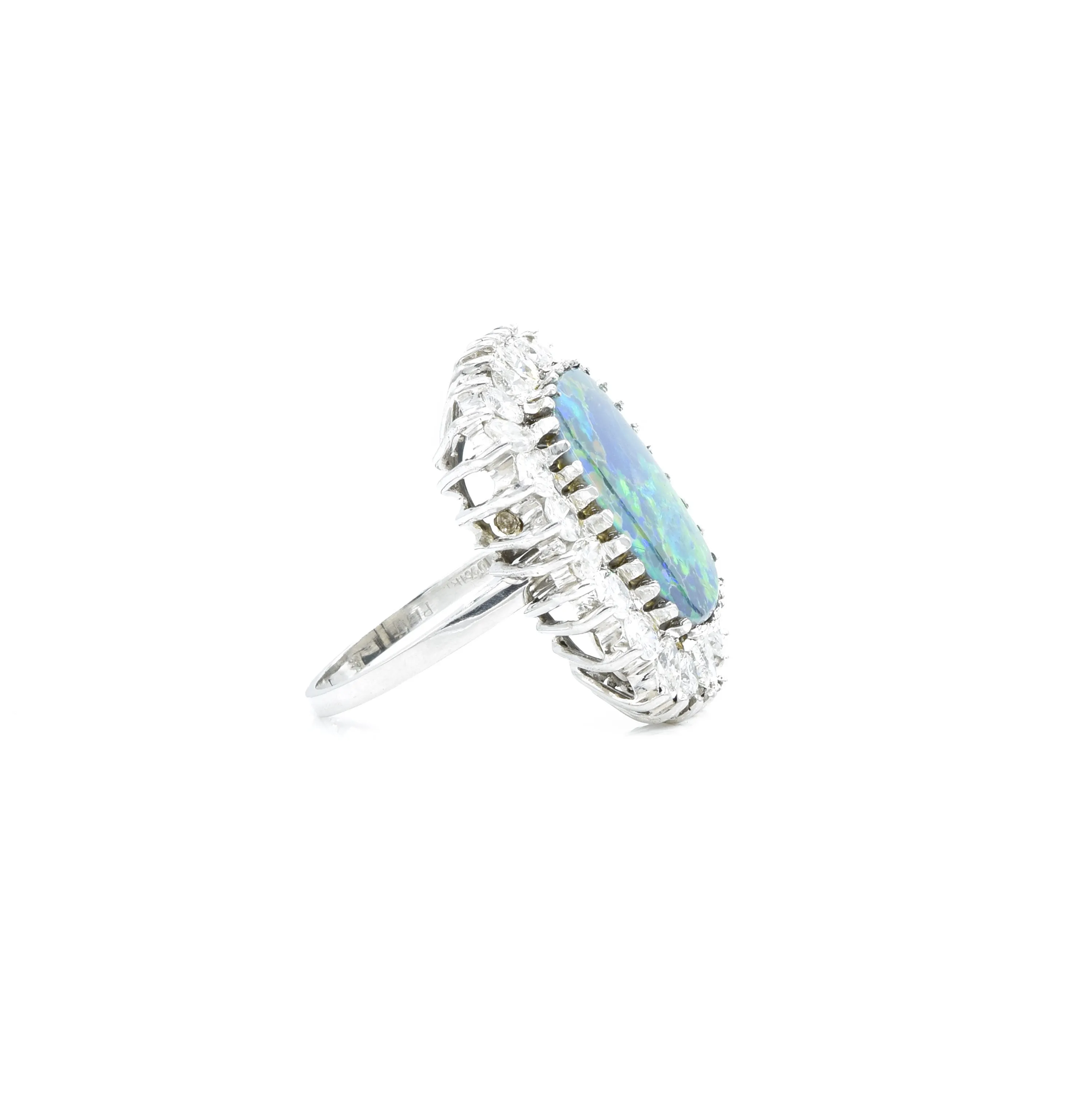 Estate Platinum Black Opal and Diamond Ring and Convertible Pendant
