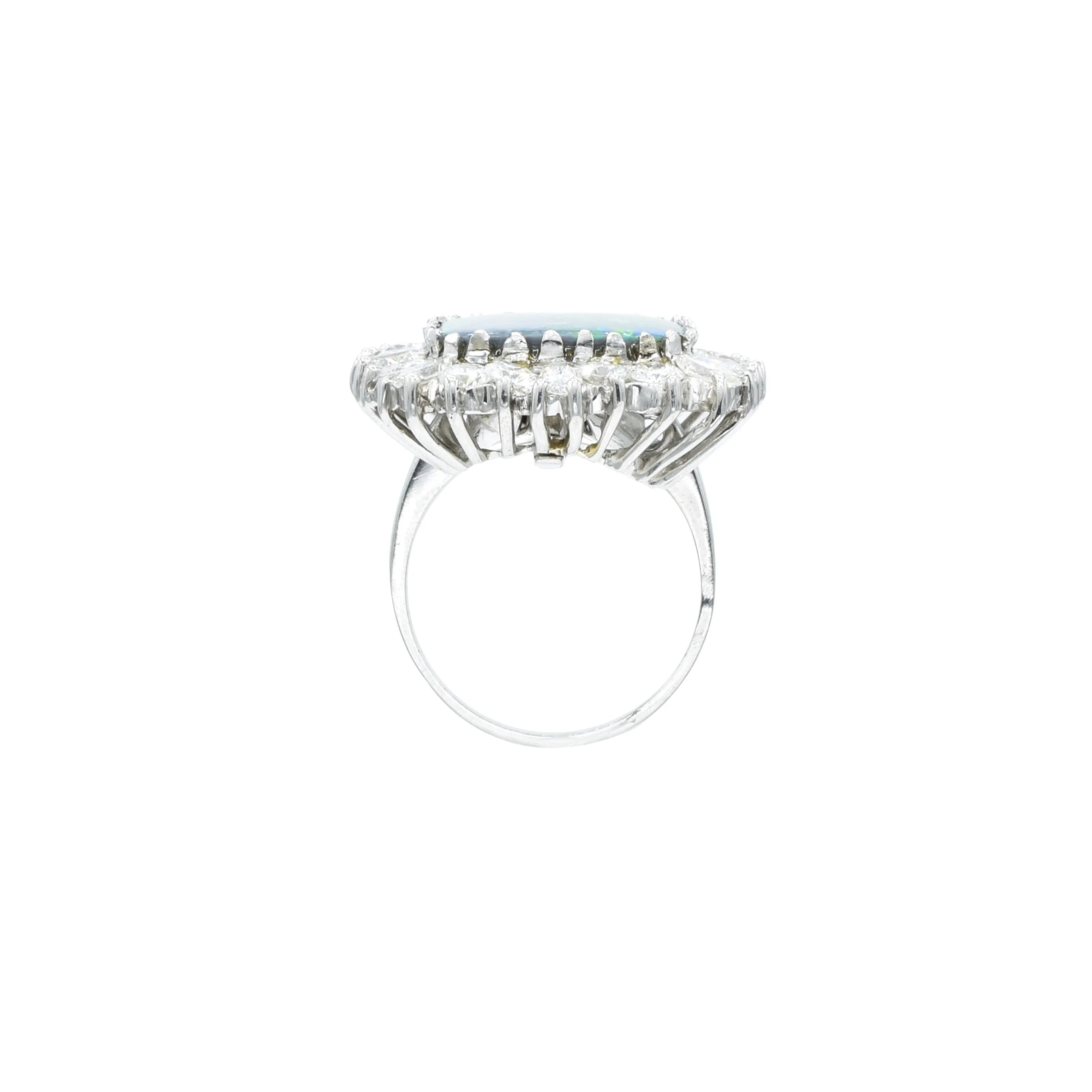 Estate Platinum Black Opal and Diamond Ring and Convertible Pendant