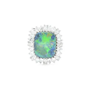 Estate Platinum Black Opal and Diamond Ring and Convertible Pendant