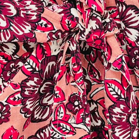 Faherty Pacifica Linen Blend Wrap Skirt Floral Rose Dessert Women's Size XS NWT