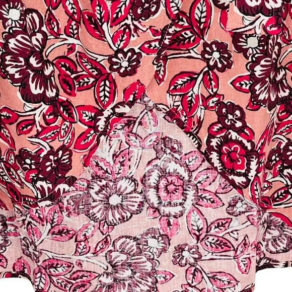 Faherty Pacifica Linen Blend Wrap Skirt Floral Rose Dessert Women's Size XS NWT