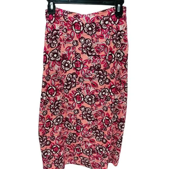 Faherty Pacifica Linen Blend Wrap Skirt Floral Rose Dessert Women's Size XS NWT