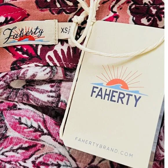 Faherty Pacifica Linen Blend Wrap Skirt Floral Rose Dessert Women's Size XS NWT