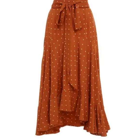 Faithful The Brand Revolve Kamares Ruffle Asymmetrical Skirt inStefano Print 4/S