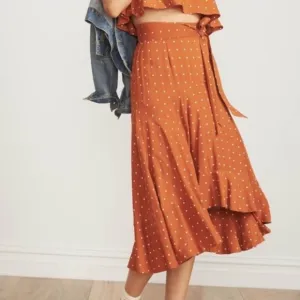 Faithful The Brand Revolve Kamares Ruffle Asymmetrical Skirt inStefano Print 4/S
