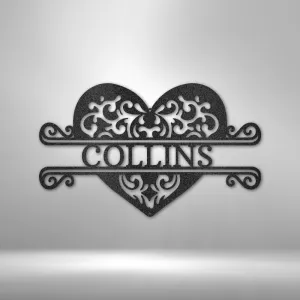 Fancy Heart Custom Name Steel Sign