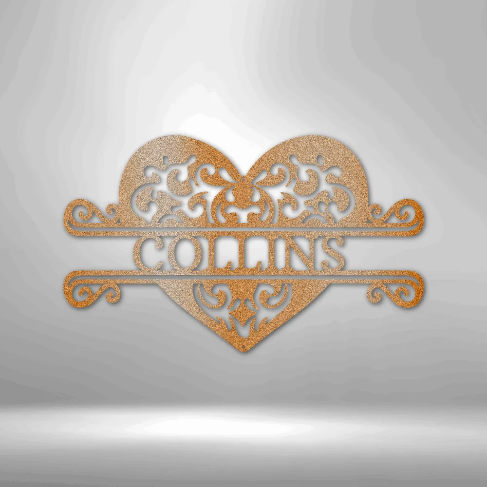 Fancy Heart Custom Name Steel Sign