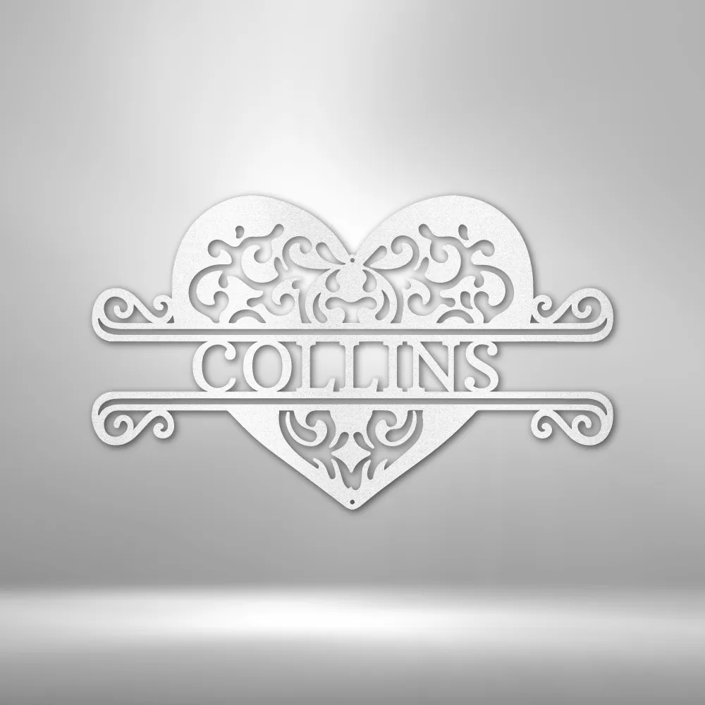 Fancy Heart Custom Name Steel Sign