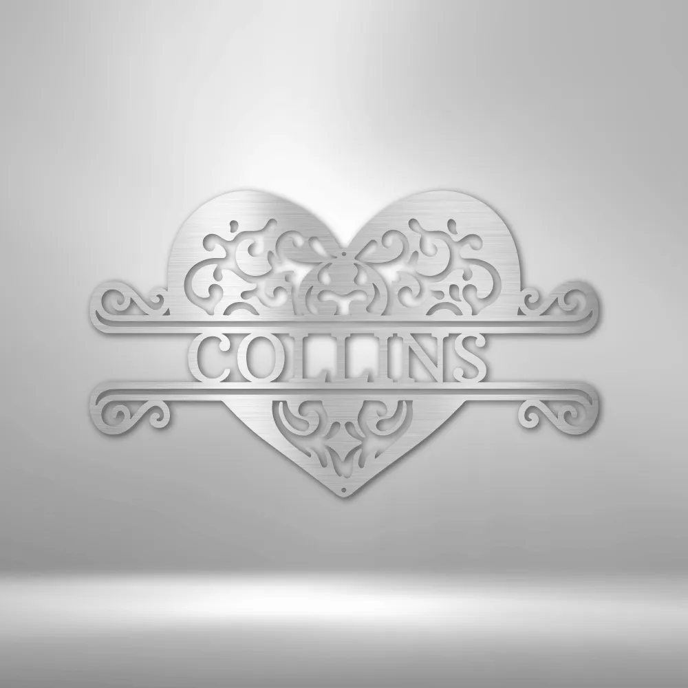 Fancy Heart Custom Name Steel Sign