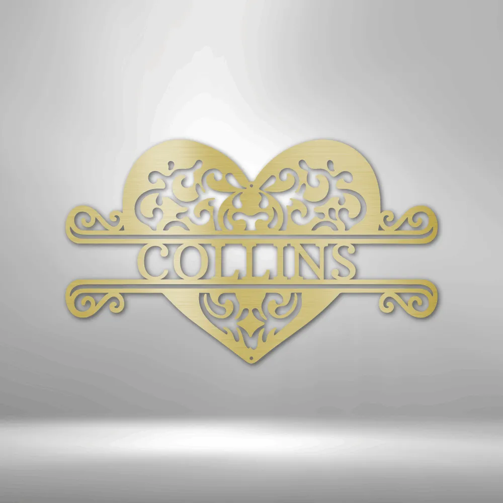 Fancy Heart Custom Name Steel Sign