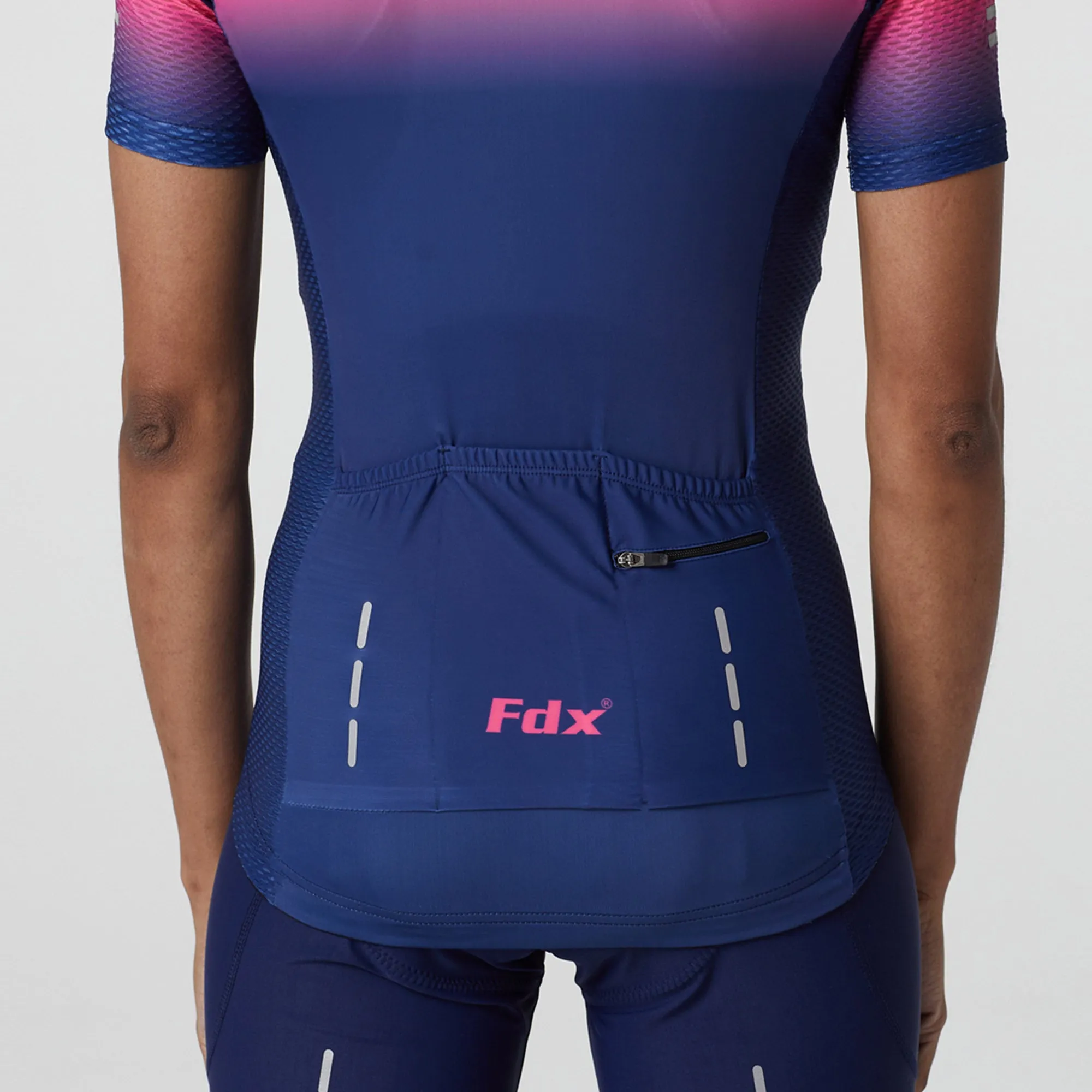 Fdx Women's & Girl's Set Duo Pink / Blue Short Sleeve Cycling Jersey, Cargo Bib Shorts