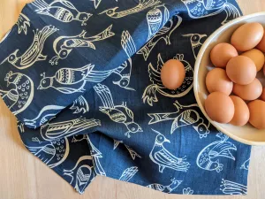 Folk Birds Tea Towel