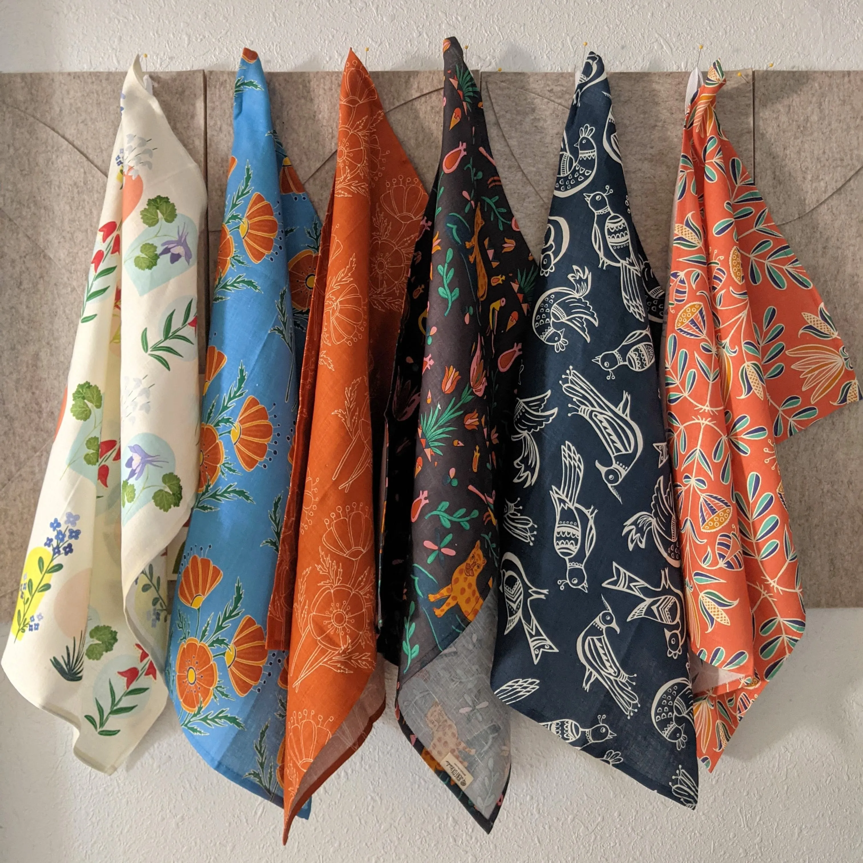Folk Birds Tea Towel