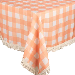 Fringed Tablecloth Apricot Check