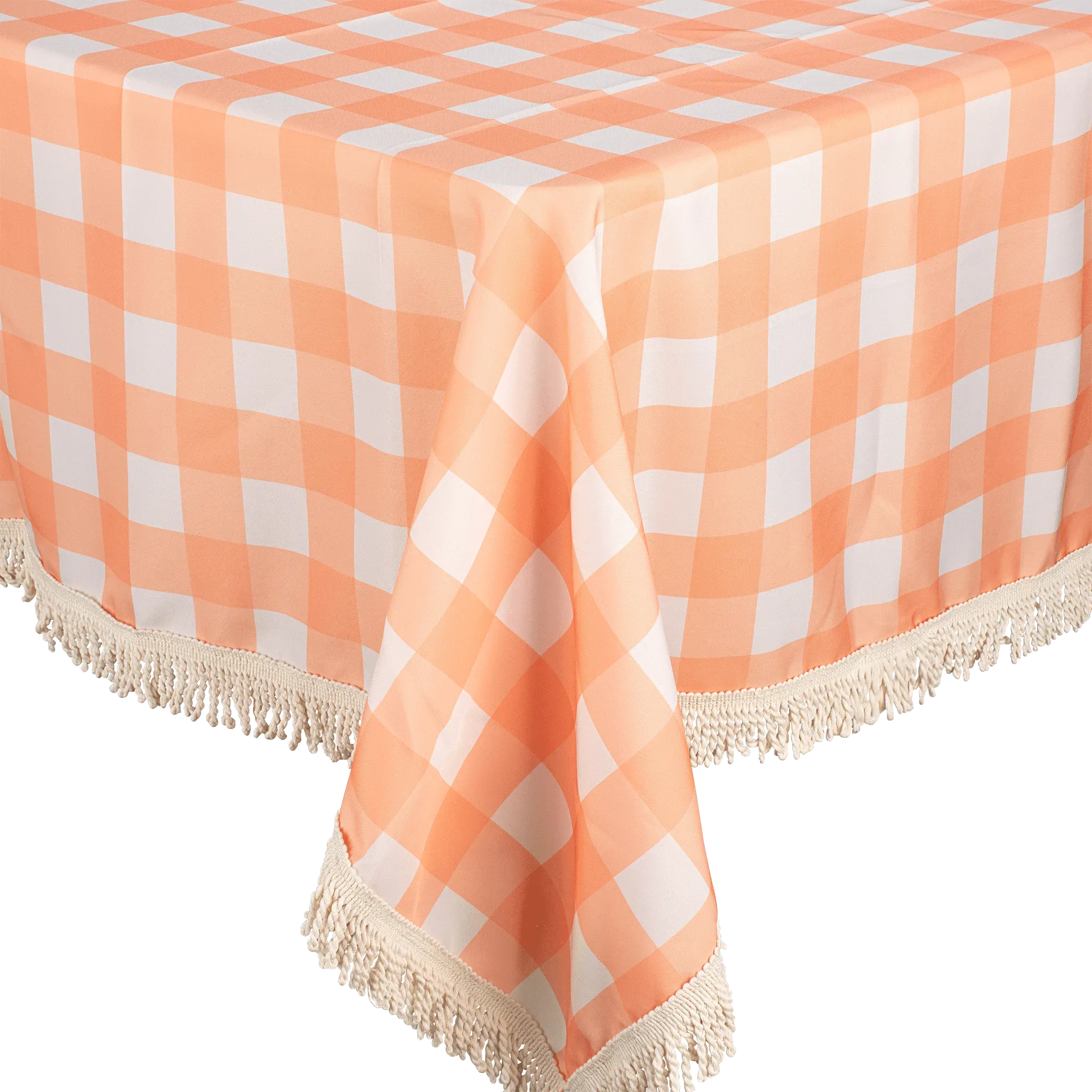 Fringed Tablecloth Apricot Check