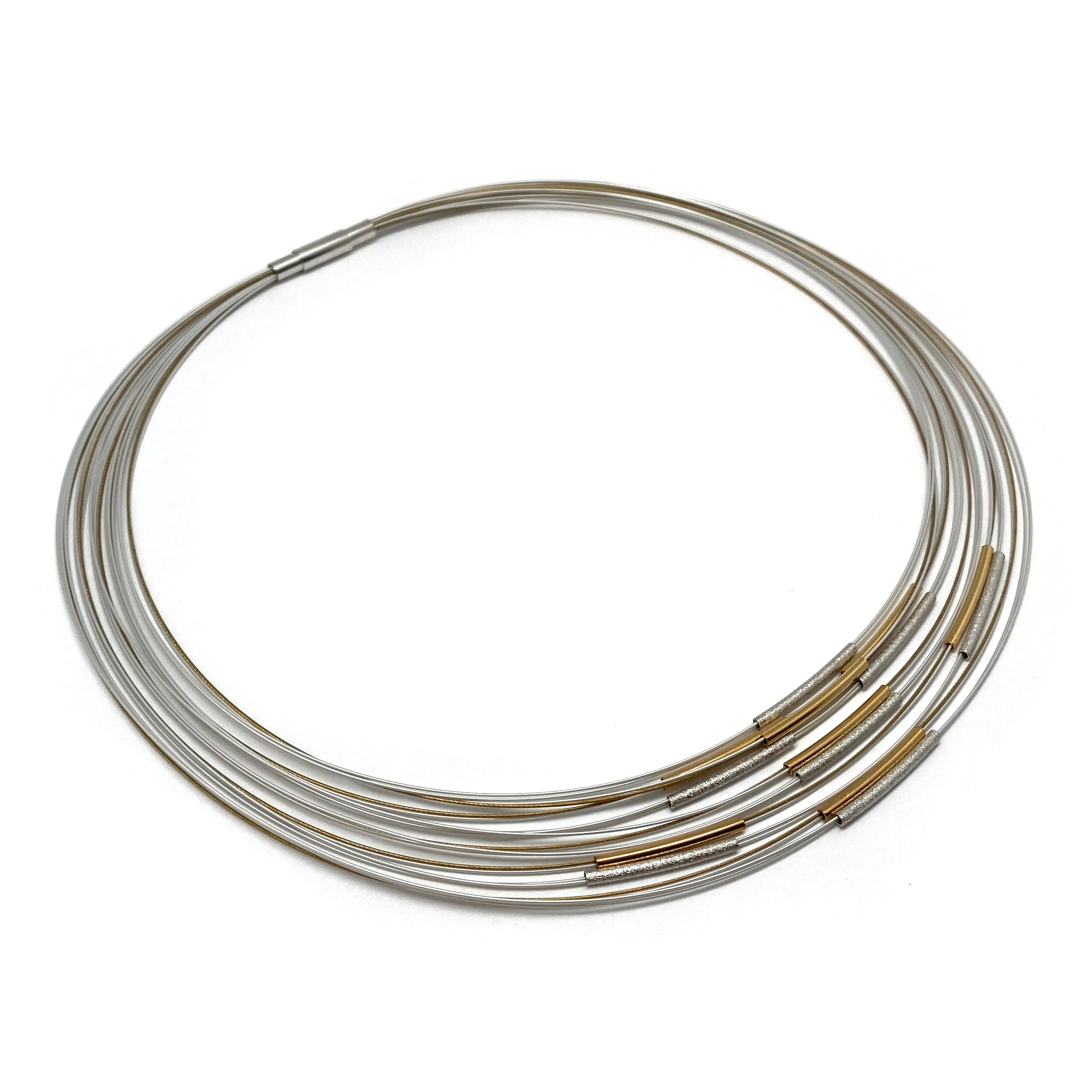 Frosted Silver and Gold Bar Necklace