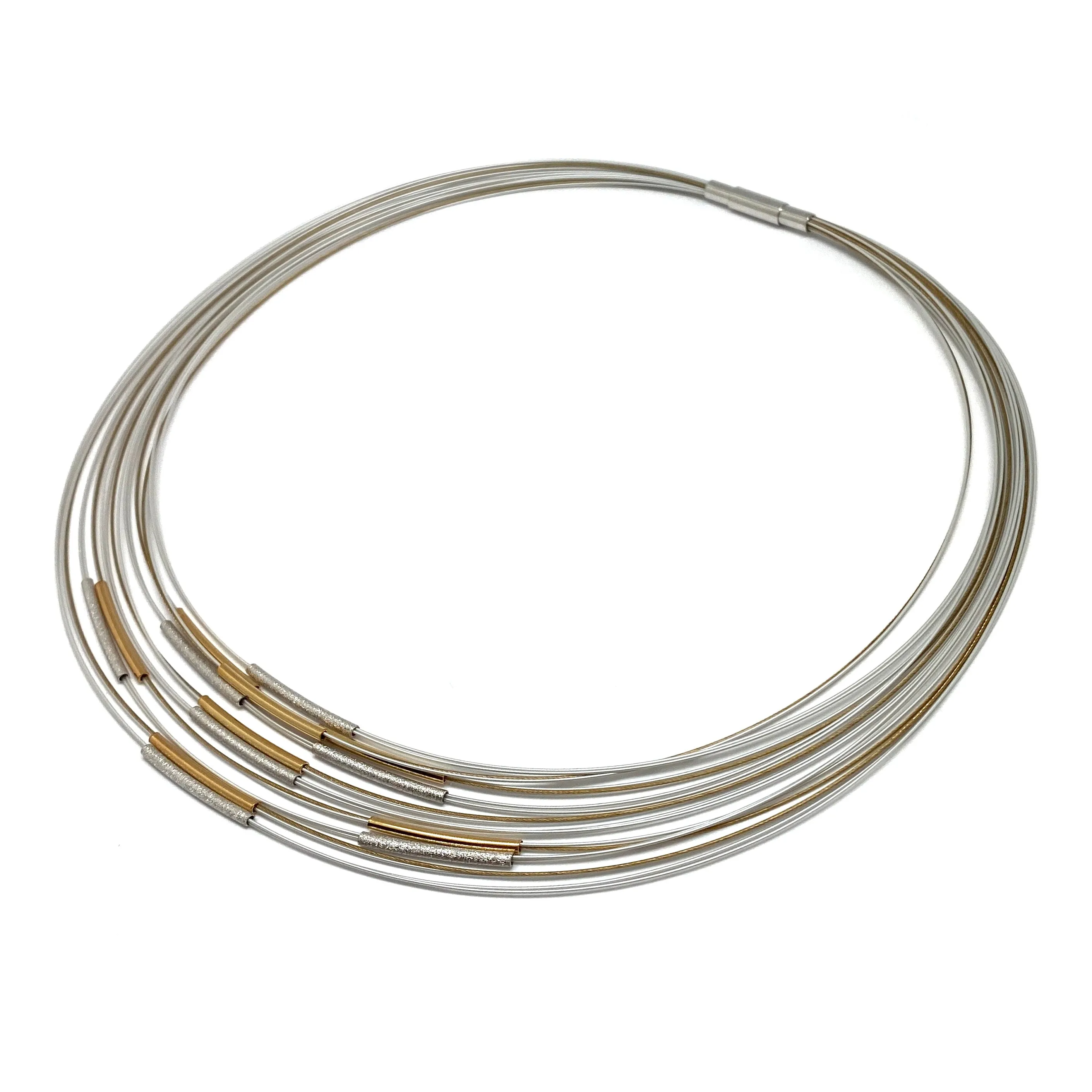 Frosted Silver and Gold Bar Necklace