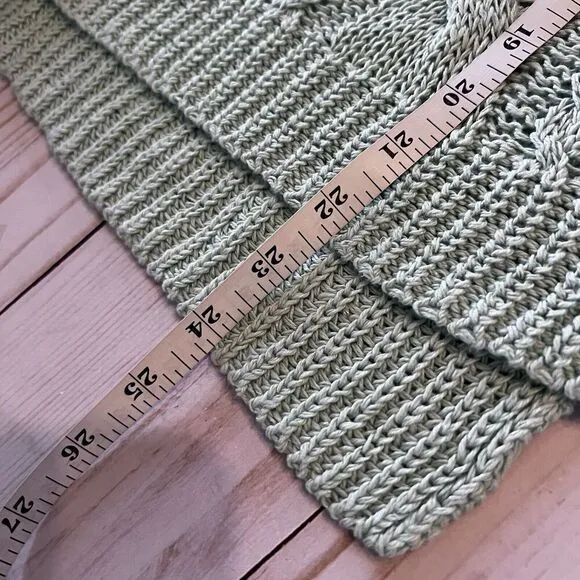 Garnet Hill Cabled Linen And Cotton Pullover Sweater In Sea Green Size M