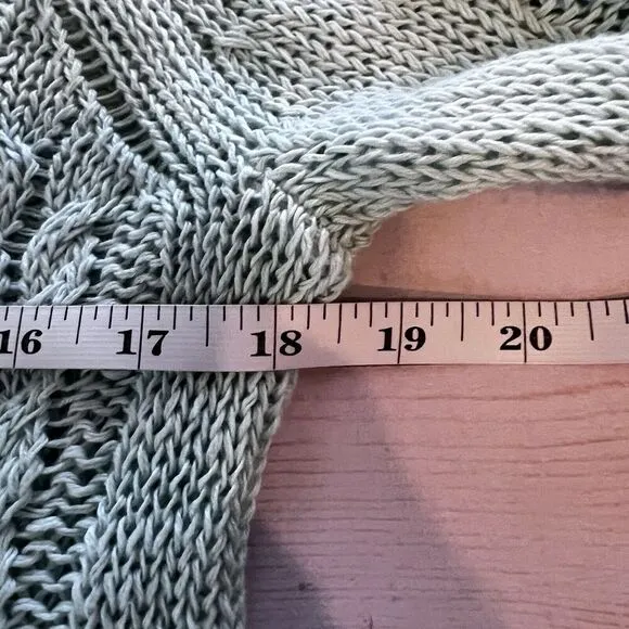 Garnet Hill Cabled Linen And Cotton Pullover Sweater In Sea Green Size M