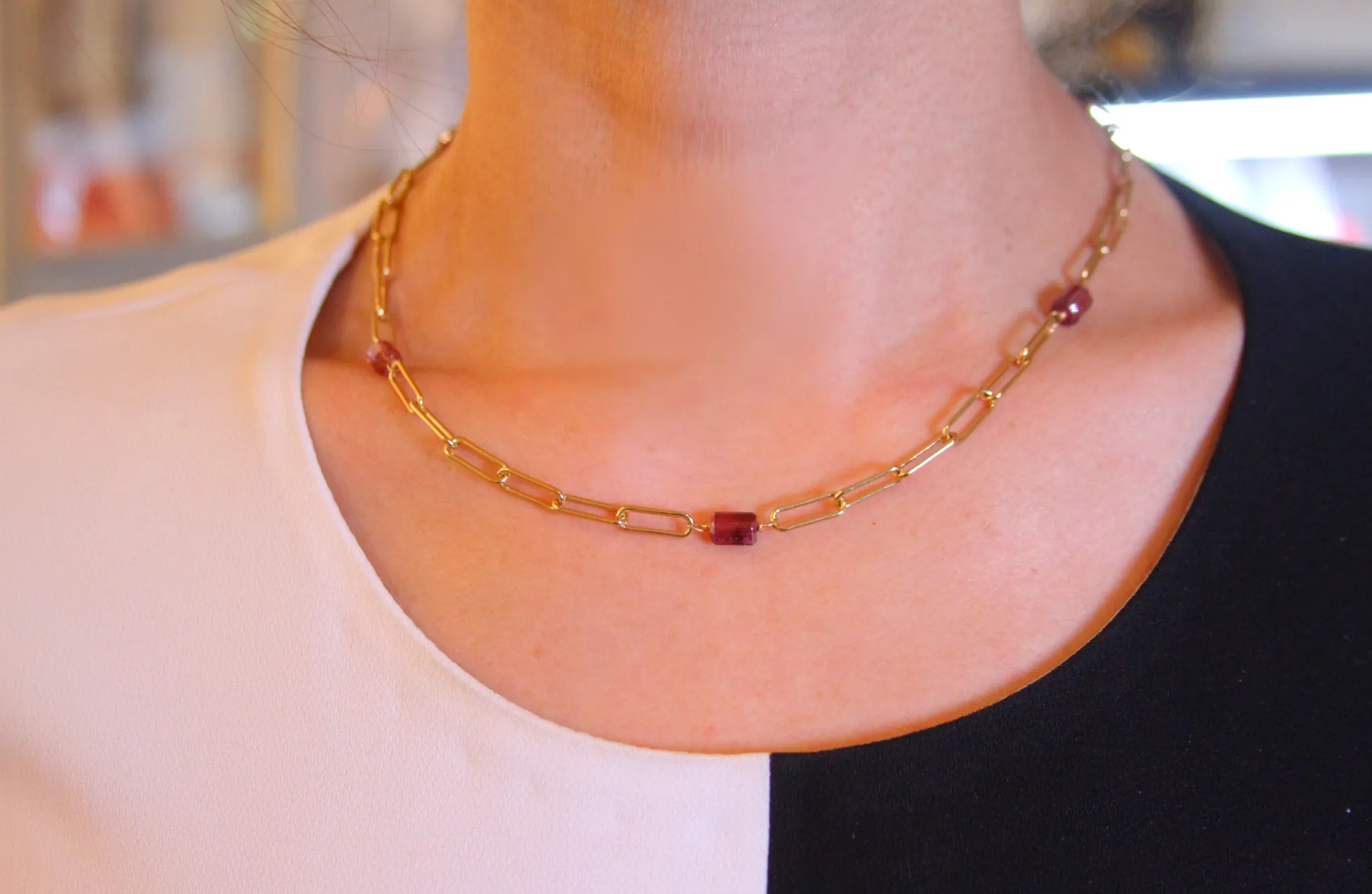 Gem Paperclip Necklace