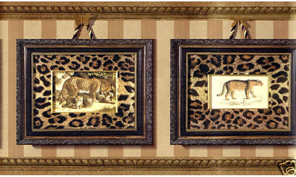 Gold Framed Animal Photos B375803910 Wallpaper Border