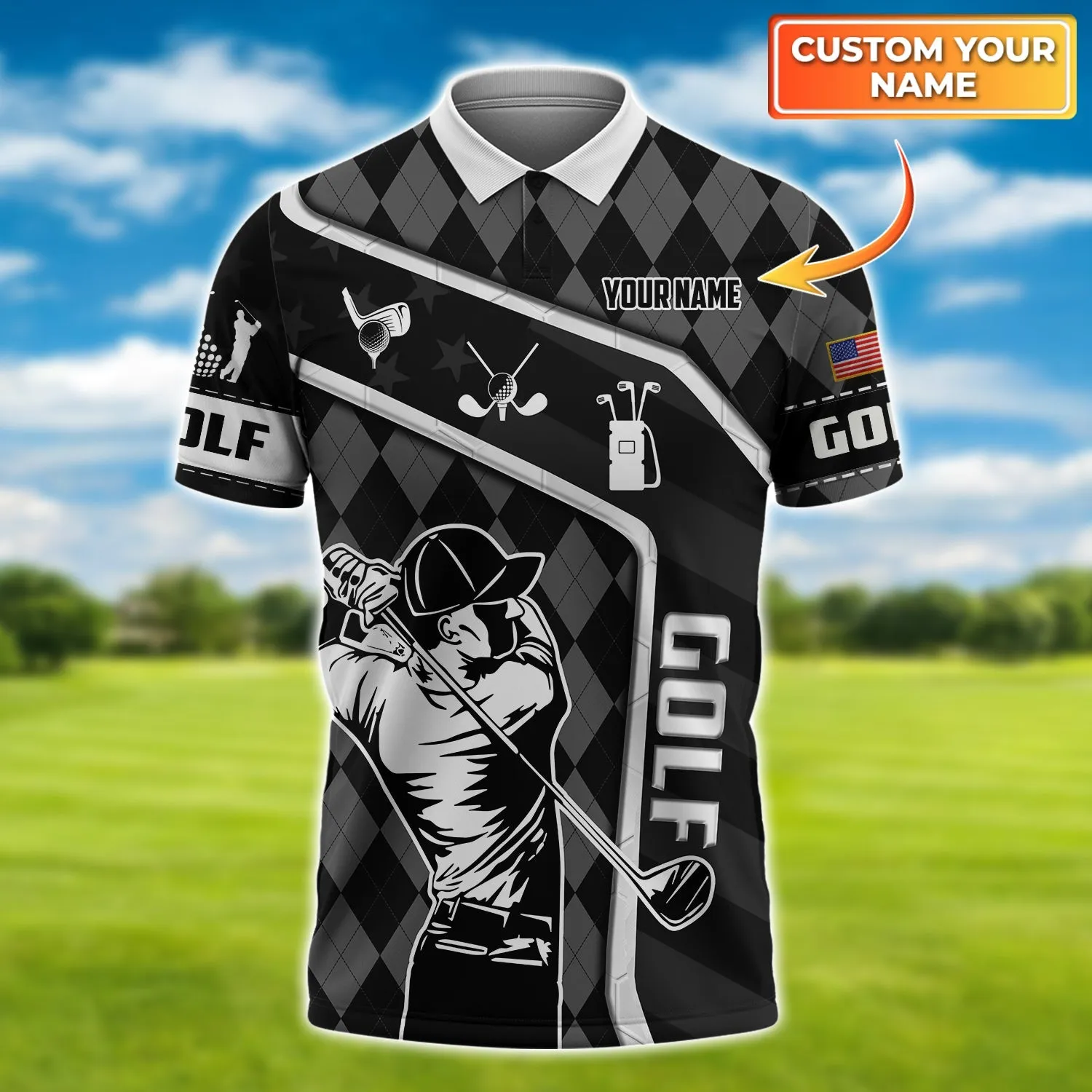Golf 002 - Personalized Name 3D Polo Shirt - Nvc97