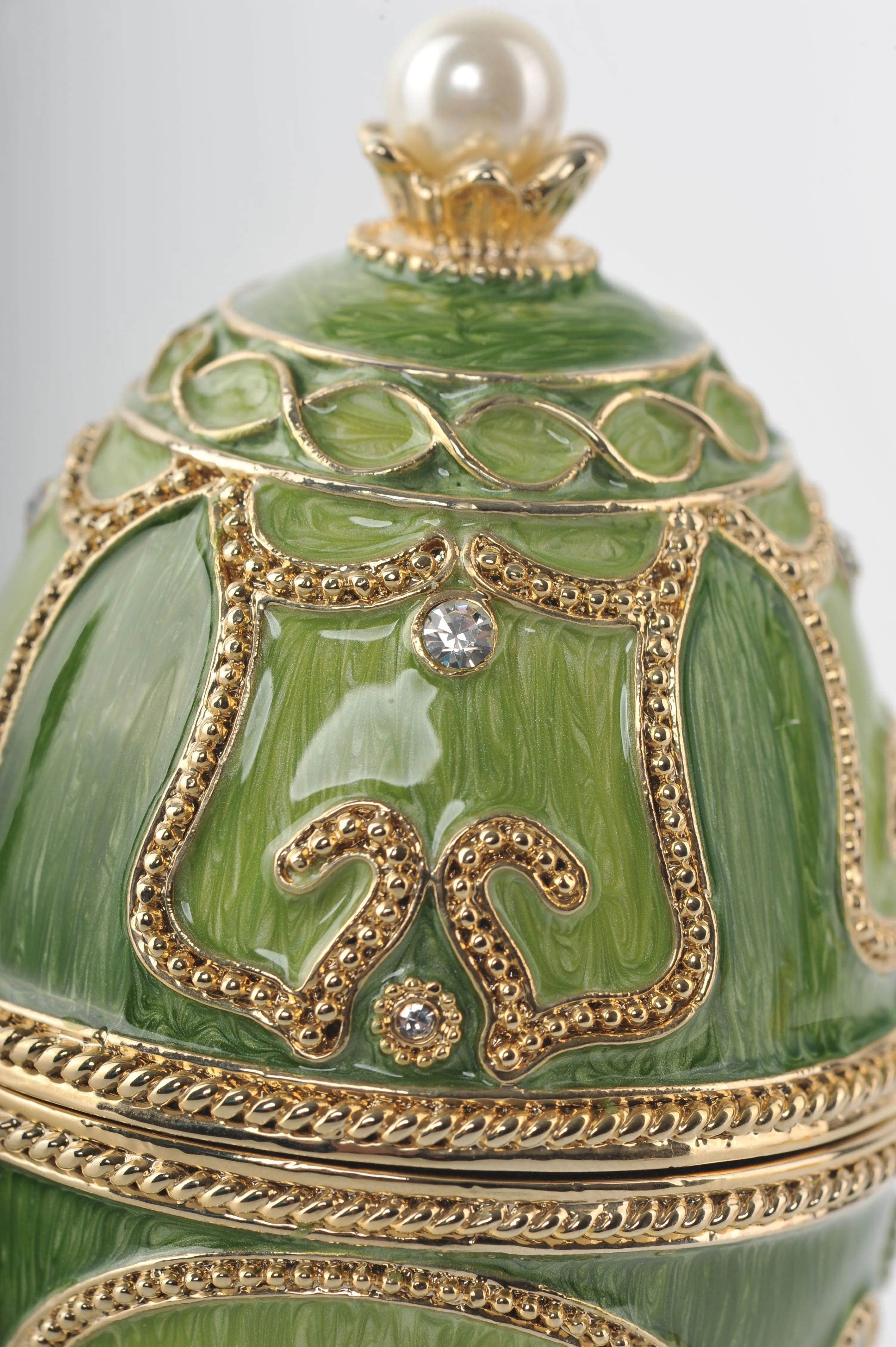 Green Faberge Egg with Animals Inside