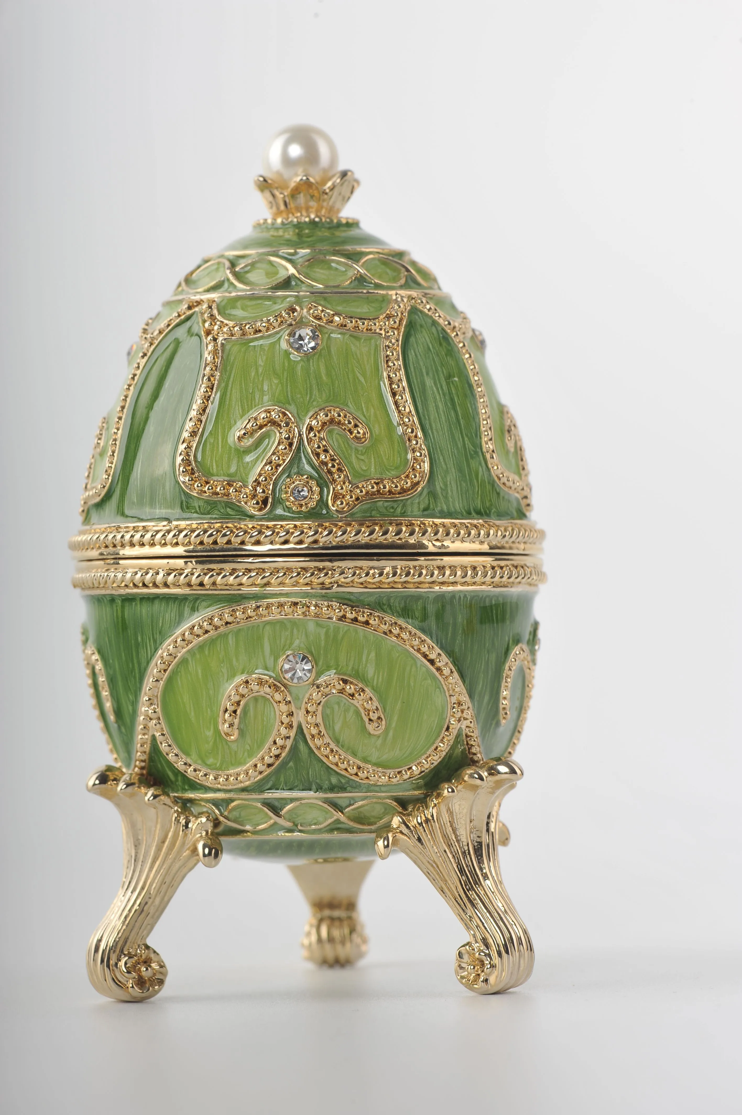 Green Faberge Egg with Animals Inside