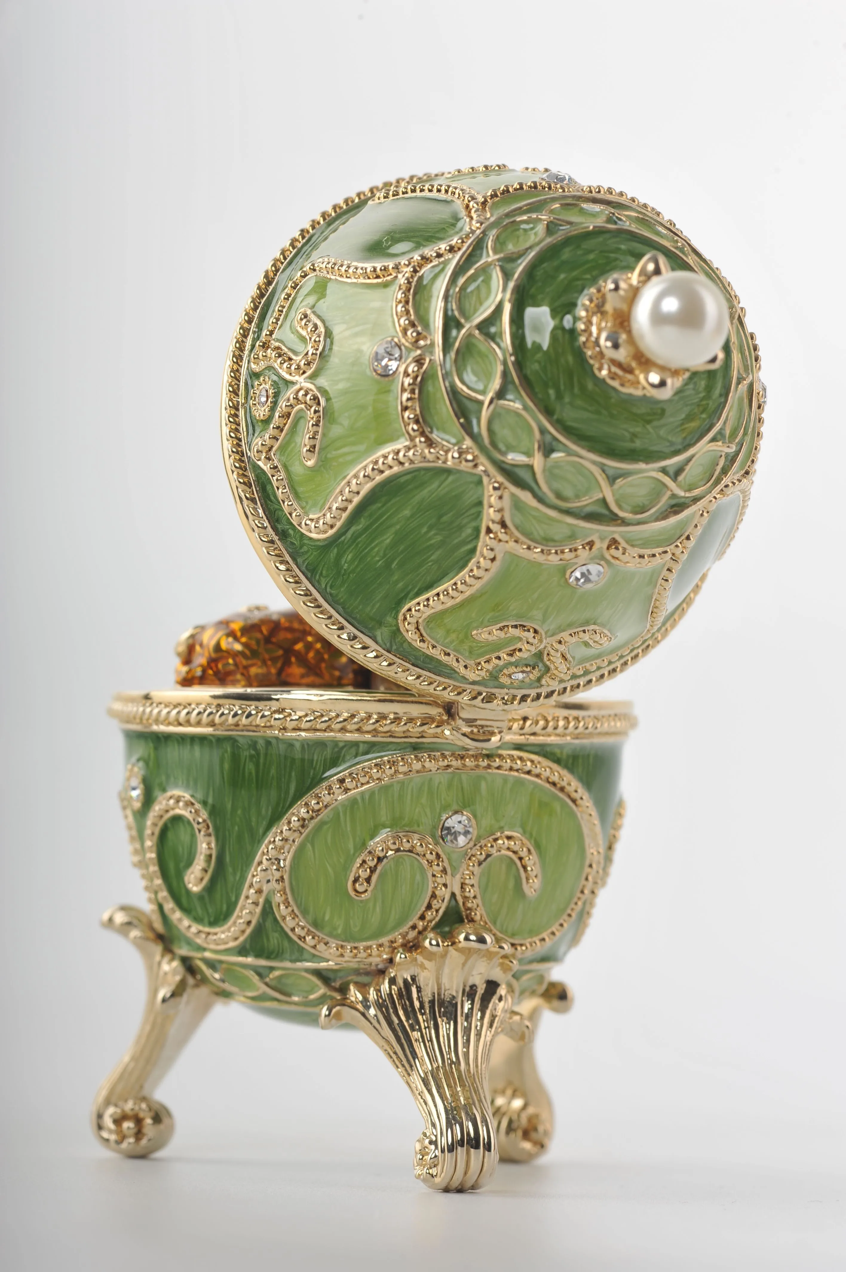 Green Faberge Egg with Animals Inside