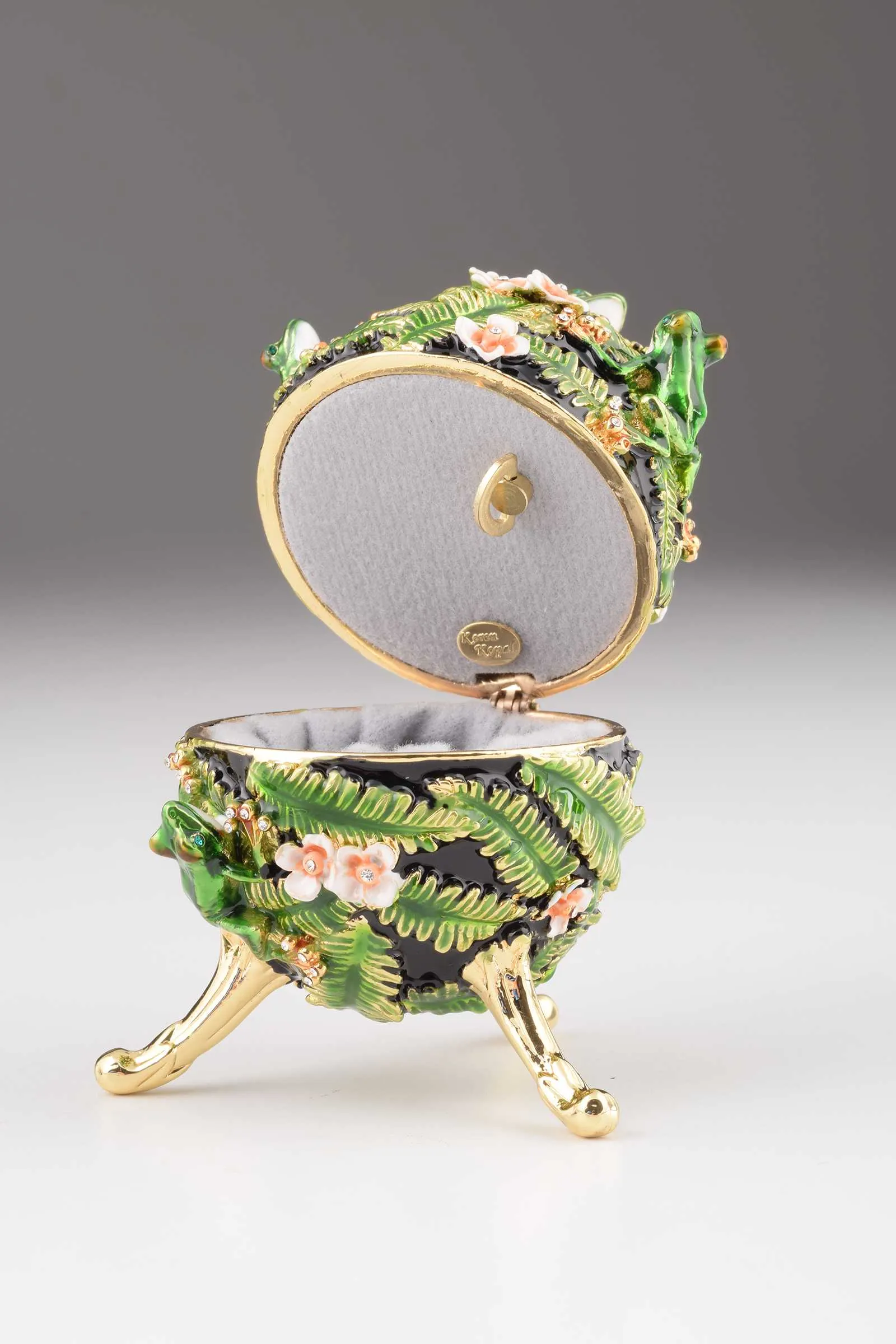 Green Faberge Egg with Frogs