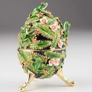 Green Faberge Egg with Frogs